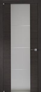 Porta interna design moderno in rovere grigio con vetro inciso. | Materia Rovere